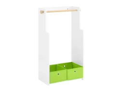 SoBuy Kindergarderobe mit 2 Boxen Kinderkleiderständer Kleiderschrank KMB109-W