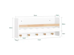 SoBuy Holzregale|Wandregale^Kindergarderobe mit Ablage Kinderregal Bücherregal Wandregal Weiß KMB78-W