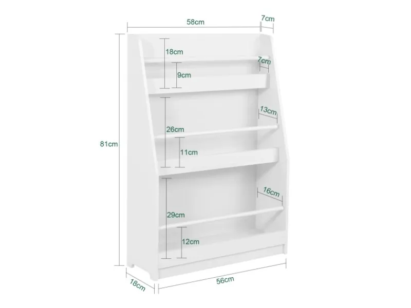 SoBuy Kinderregal Bücherregal für Kinder Wandregal Aufbewahrungsregal KMB45-W