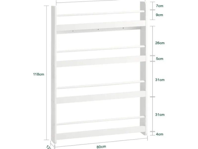 SoBuy Kinderregal Bücherregal Wandregal Hängeregal Weiß KMB08-W