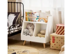 SoBuy Kinderregal mit 3 Fächern Bücherregal Aufbewahrungsregal Weiß KMB100-K-W