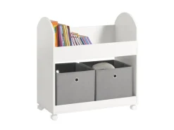 SoBuy Regal Weiß^Kinderregal mit 2 Stoffboxen Bücherregal Aufbewahrungsregal KMB53-W
