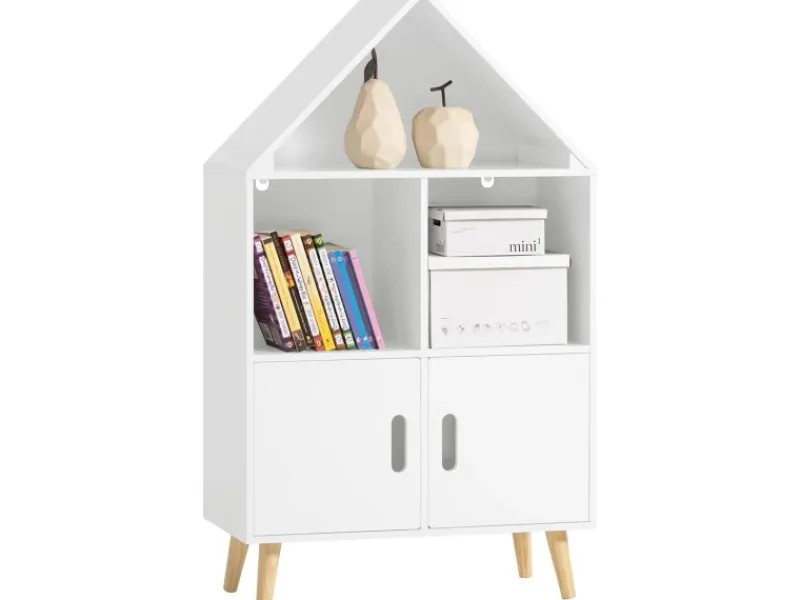 SoBuy Bücherregale^Kinderregal mit Haus-Design Bücherregal für Kinder Weiß KMB58-W