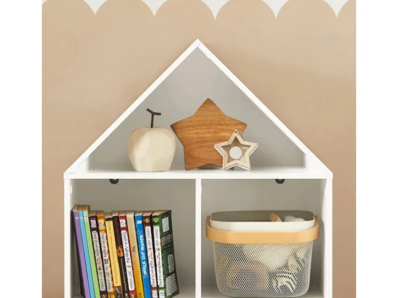SoBuy Bücherregale^Kinderregal mit Haus-Design Bücherregal für Kinder Weiß KMB58-W