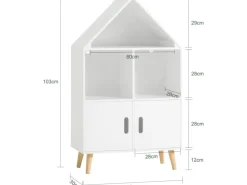 SoBuy Bücherregale^Kinderregal mit Haus-Design Bücherregal für Kinder Weiß KMB58-W