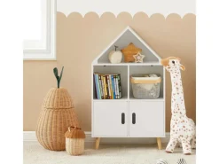 SoBuy Bücherregale^Kinderregal mit Haus-Design Bücherregal für Kinder Weiß KMB58-W