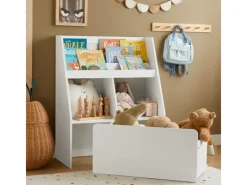 SoBuy Kinderregal Spielzeugtruhe Bücherregal Aufbewahrungsregal Weiß KMB83-W
