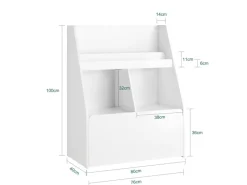 SoBuy Kinderregal Spielzeugtruhe Bücherregal Aufbewahrungsregal Weiß KMB83-W