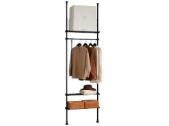 SoBuy Kleiderständer mit 3 Ablagen Garderobenständer Schwarz KLS07-SCH