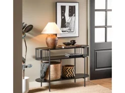 SoBuy Konsolentisch mit Ablagefächern für Flur oder Wohnzimmer 110×76×39cm Schwarz FSB90-SCH