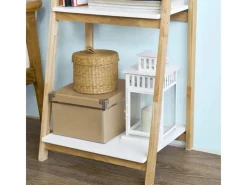 SoBuy Leiterregal Bücherregal mit 4 Böden klappbar Kautschukholz FRG162-N