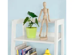 SoBuy Bücherregale^Leiterregal mit Ablagen und Schublade MDF Weiß FRG116-K-W