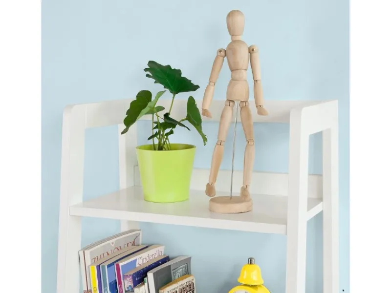 SoBuy Bücherregale^Leiterregal mit Ablagen und Schublade MDF Weiß FRG116-K-W