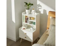SoBuy Tische^Moderner Nachttisch mit 2 Schubladen Beistelltisch 43x81x36cm Weiß FBT100-W