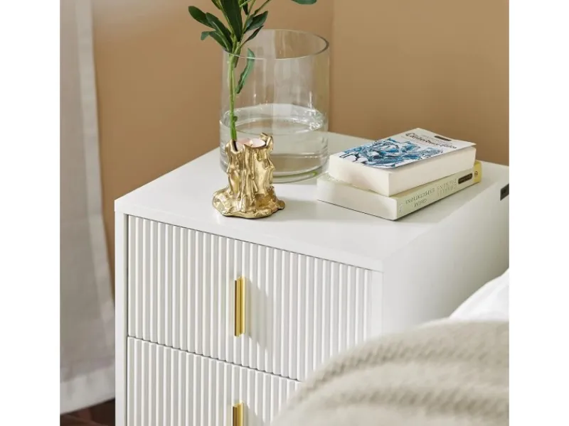 SoBuy Nachttisch mit 2 Schubladen Sofatisch Beistelltisch Weiß FBT115-W