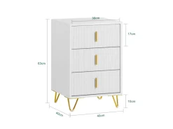 SoBuy Nachttisch mit 3 Schubladen Moderner Beistelltisch 40x63x40cm Weiß FBT115-L-W