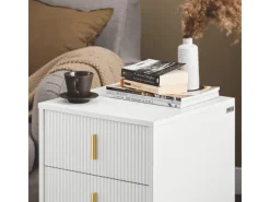 SoBuy Nachttisch mit 3 Schubladen Moderner Beistelltisch 40x63x40cm Weiß FBT115-L-W