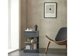 SoBuy Nachttisch mit Schublade und 2 Ablagen Beistelltisch 39x65x39cm Grau FBT49-HG