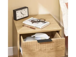 SoBuy Nachttisch Nachtschrank mit 2 Schubladen Beistelltisch für das Schlafzimmer Natur FBT166-N