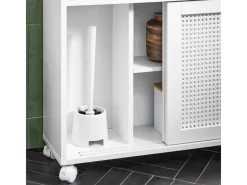 SoBuy Regal Weiß^Nischenregal Nischenschrank mit Rollen Küchenregal Rollwagen 20cm BZR119-W