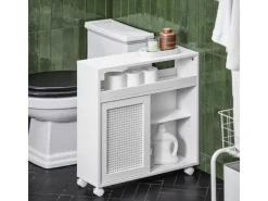 SoBuy Regal Weiß^Nischenregal Nischenschrank mit Rollen Küchenregal Rollwagen 20cm BZR119-W