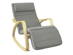 SoBuy Schaukelstuhl Schaukelsessel mit Verstellbarer Fußstütze FST16-DG