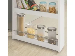 SoBuy Schmaler Rollwagen Servierwagen Nischenregal mit 4 Etagen Weiß 18x82x60cm NSR01-W