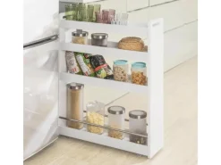 SoBuy Schmaler Rollwagen Servierwagen Nischenregal mit 4 Etagen Weiß 18x82x60cm NSR01-W