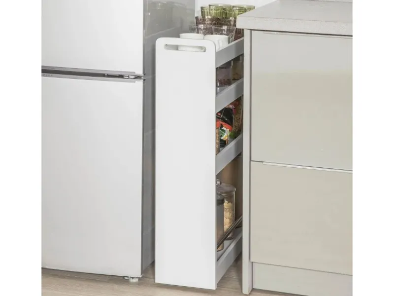 SoBuy Schmaler Rollwagen Servierwagen Nischenregal mit 4 Etagen Weiß 18x82x60cm NSR01-W