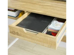 SoBuy Schreibtisch mit Ablage und Schublade MDF Metall Natur FWT63-N