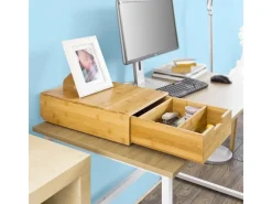 SoBuy Schubladenbox Aufbewahrungsbox Schreibtischorganizer 30x12x42cm Bambus FRG83-N