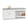 SoBuy Sitzbänke^Schuhbank mit 2 Klappen Schuhkipper Weiß MDF 104cm FSR64-W