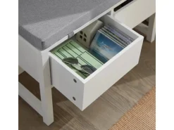 SoBuy Schuhbank mit 2 Schubladen Sitzbank mit Stauraum MDF Weiß FSR88-W