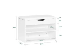SoBuy Schuhbank mit Sitzfläche Sitzbank Schuhregal aus MDF 60x44x30cm Weiß FSR25-W