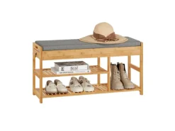 SoBuy Sitzbänke^Schuhbank mit Sitzfläche und Schubladen Sitzbank Natur Bambus FSR47-N