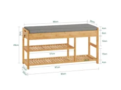 SoBuy Sitzbänke^Schuhbank mit Sitzfläche und Schubladen Sitzbank Natur Bambus FSR47-N