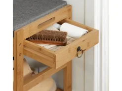 SoBuy Sitzbänke^Schuhbank mit Sitzfläche und Schubladen Sitzbank Natur Bambus FSR47-N
