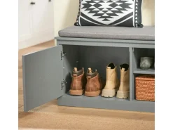 SoBuy Sitzbänke^Schuhbank mit Sitzfläche und 4 Fächern MDF Grau FSR131-HG