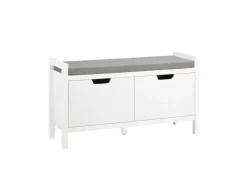 SoBuy Regal Weiß|Sitzbänke^Schuhbank mit Sitzfläche Sitzbank aus MDF 91x51x30cm Weiß-Grau FSR63-II-W