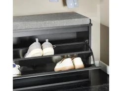 SoBuy Regale Schwarz^Schuhbank mit Sitzfläche Schmal Schuhregal für Flur 80x45x26cm Schwarz FSR98-L-SCH