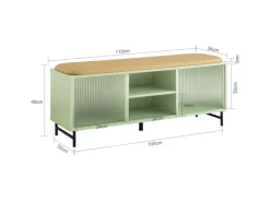 SoBuy Schuhbank mit Sitzfläche und Schiebetüren MDF Glas Grün FSR115-GR