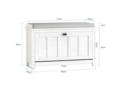 SoBuy Schuhbank mit Sitzkissen Sitzbank Schuhregal Weiß 80cm FSR161-W