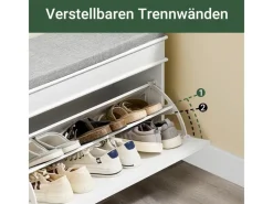 SoBuy Sitzbänke^Schuhbank mit Sitzkissen Schuhregal Schmal Sitzbank für Flur 75x51x24cm FSR82-L-WG