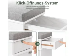 SoBuy Sitzbänke^Schuhbank mit Sitzkissen Schuhregal Schmal Sitzbank für Flur 75x51x24cm FSR82-L-WG