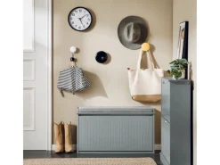 SoBuy Schuhbank Schmal mit Klappe Garderobenbank mit Sitzkissen FSR98-L-HG