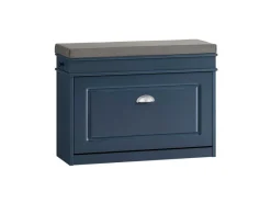 SoBuy Schuhbank Schmal mit Klappe Garderobenbank mit Sitzkissen Blau FSR82-L-B
