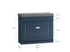 SoBuy Kissen|Sitzbänke^Schuhbank Schmal mit Klappe Garderobenbank mit Sitzkissen Blau FSR82-K-B