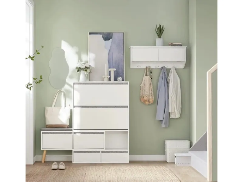 SoBuy Hocker^Schuhkipper Flurschrank Schuhschrank mit Sitzbank Weiß FSR134-W