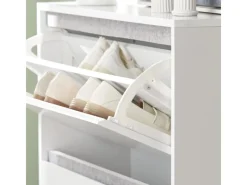 SoBuy Hocker^Schuhkipper Flurschrank Schuhschrank mit Sitzbank Weiß FSR134-W