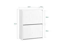 SoBuy Sitzbänke^Schuhkipper mit 2 Klappen Schuhschrank Schuhkommode Weiß FSR165-K-W